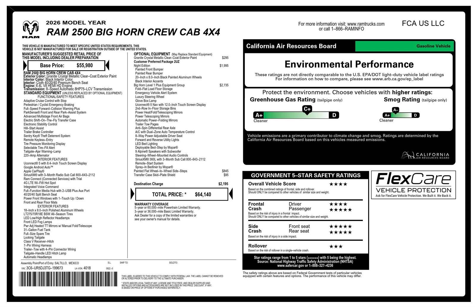 2026 RAM 2500 Big Horn Crew Cab 4x4 6'4' Box