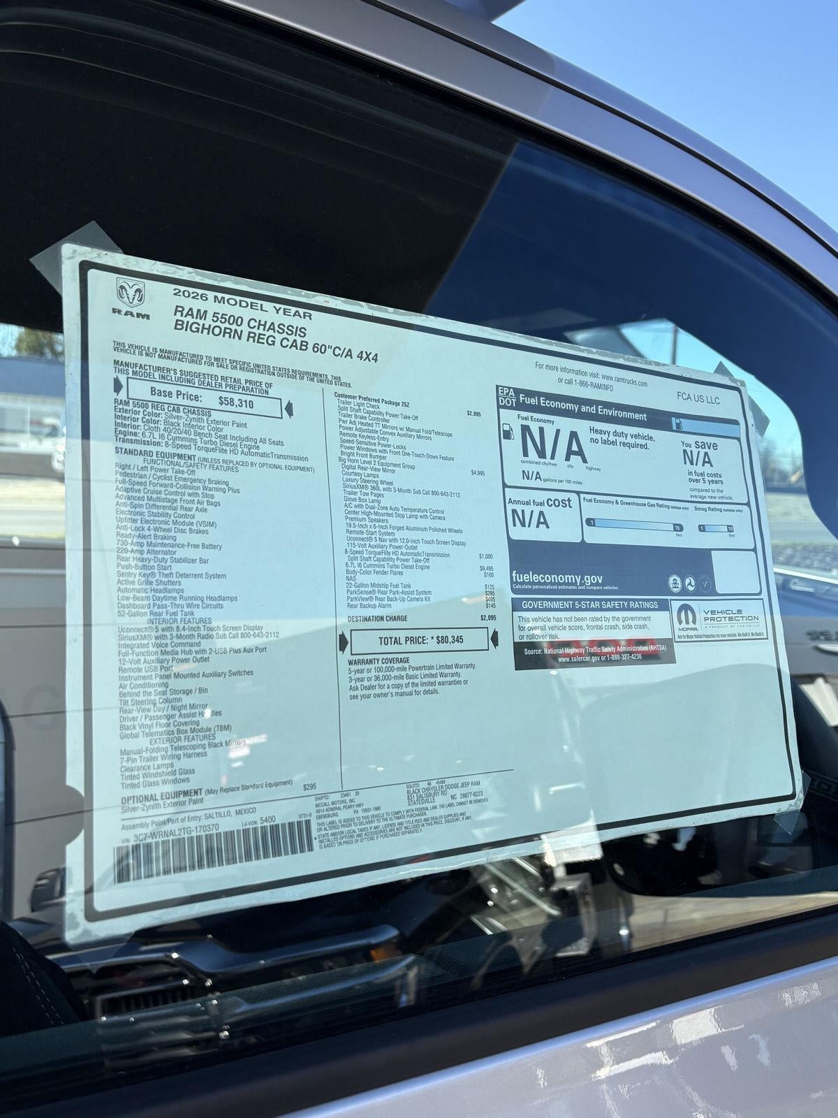 2026 RAM 5500 RAM 5500 BIG HORN CHASSIS REGULAR CAB 4X4 60' CA